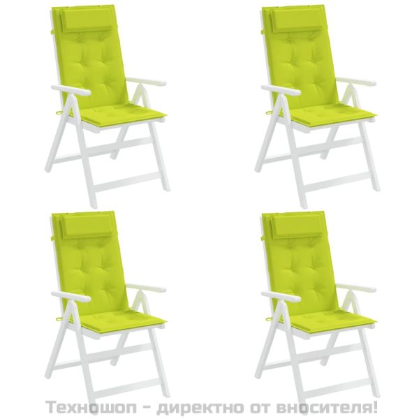Възглавници за столове с облегалка 4 бр яркозелени Оксфорд плат
