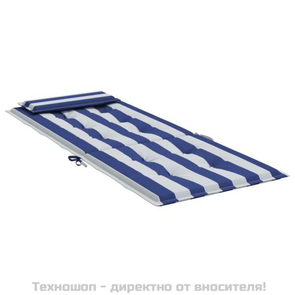 Възглавници за столове с облегалки 6 бр синьо-бели Оксфорд плат