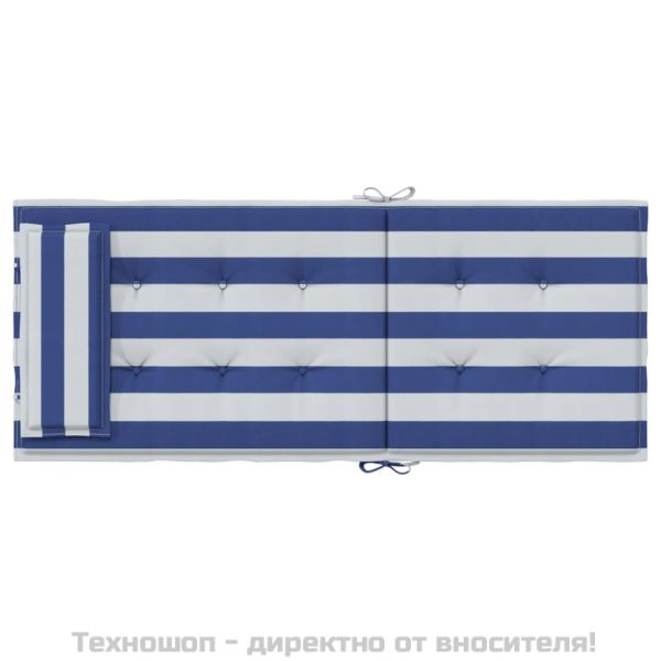 Възглавници за столове с облегалки 6 бр синьо-бели Оксфорд плат