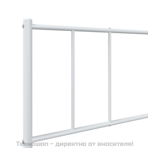 Метална рамка за легло с горна табла, бяла, 107x203 см