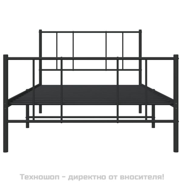 Метална рамка за легло с горна и долна табла, черна, 107x203 см