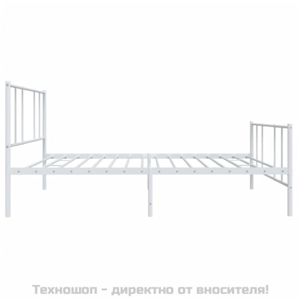 Метална рамка за легло с горна и долна табла, бяла, 75x190 см