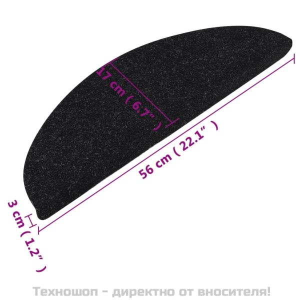 Самозалепващи стелки за стълби, 10 бр, черни, 56x17x3 см