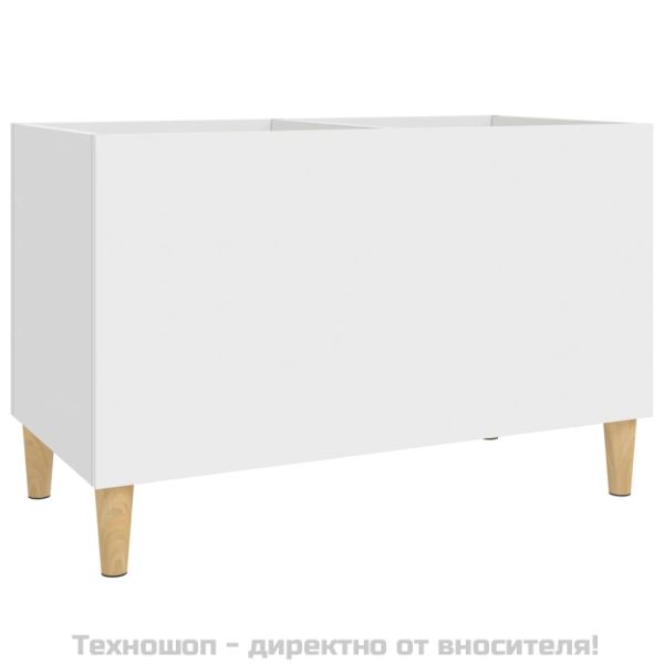 Шкаф за грамофонни плочи бял 74,5x38x48 см инженерно дърво