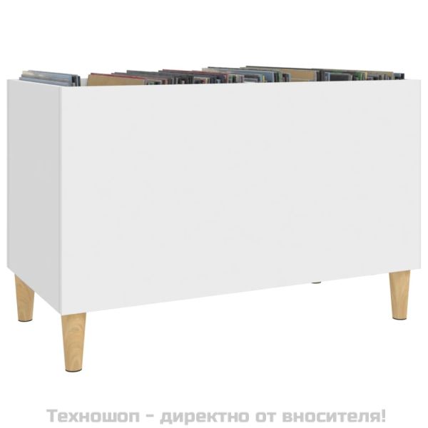 Шкаф за грамофонни плочи бял 74,5x38x48 см инженерно дърво