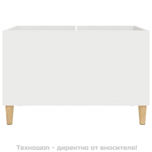 Шкаф за грамофонни плочи бял 74,5x38x48 см инженерно дърво
