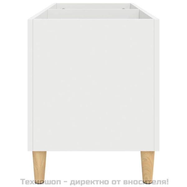 Шкаф за грамофонни плочи бял 74,5x38x48 см инженерно дърво
