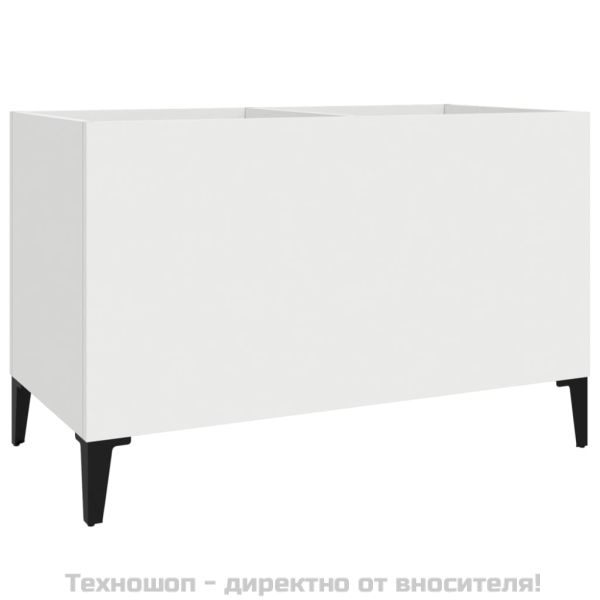 Шкаф за грамофонни плочи бял 74,5x38x48 см инженерно дърво