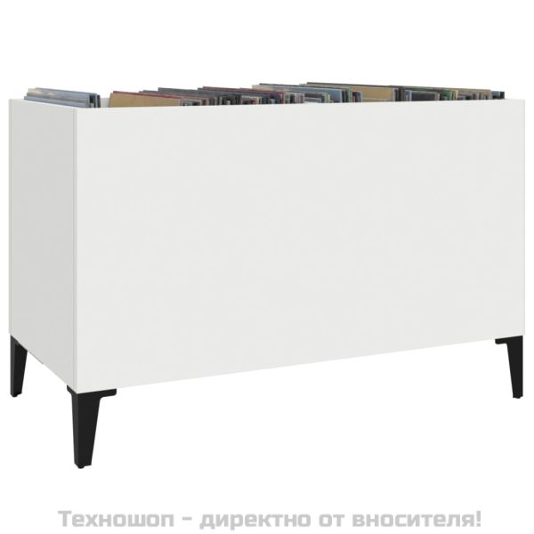 Шкаф за грамофонни плочи бял 74,5x38x48 см инженерно дърво