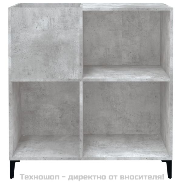 Шкаф за грамофонни плочи сив 84,5x38x89 см инженерно дърво