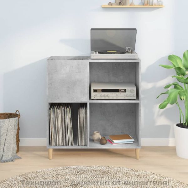 Шкаф за грамофонни плочи сив 84,5x38x89 см инженерно дърво