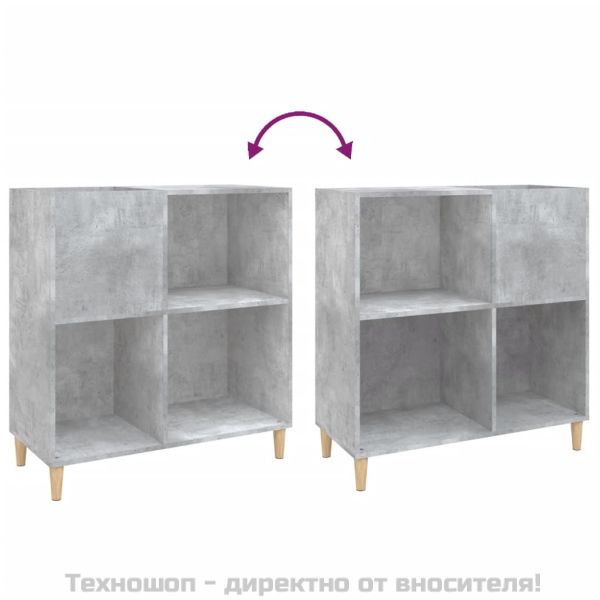 Шкаф за грамофонни плочи сив 84,5x38x89 см инженерно дърво