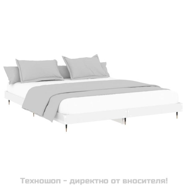 Рамка за легло, бял гланц, 180x200 см, инженерно дърво
