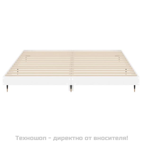 Рамка за легло, бял гланц, 180x200 см, инженерно дърво