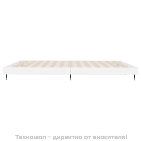 Рамка за легло, бял гланц, 180x200 см, инженерно дърво