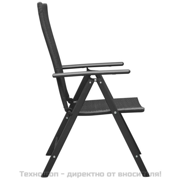 Градински трапезен комплект, 5 части, черно и кафяво