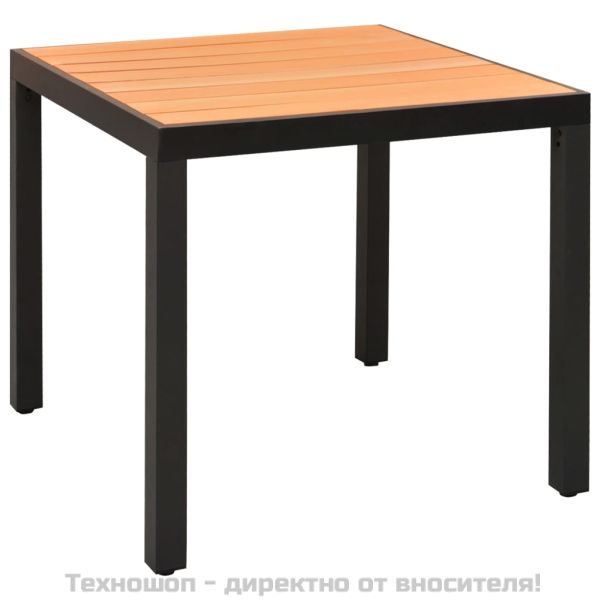 Градински трапезен комплект, 5 части, черно и кафяво