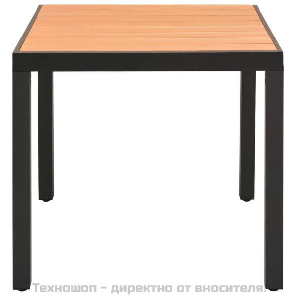 Градински трапезен комплект, 5 части, черно и кафяво