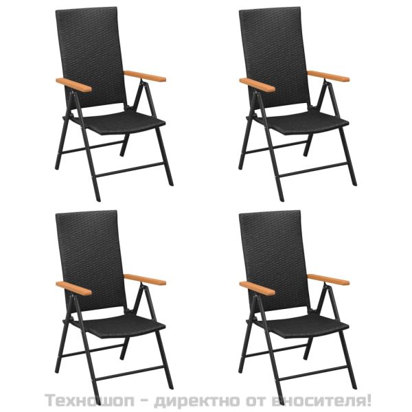 Градински трапезен комплект, 5 части, черно и кафяво