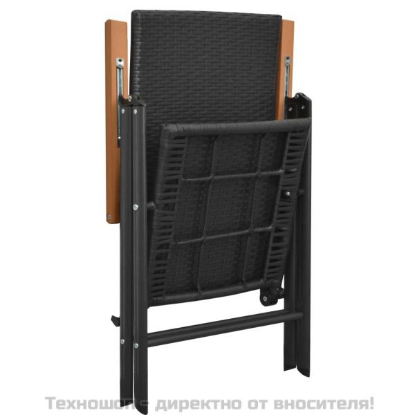 Градински трапезен комплект, 5 части, черно и кафяво