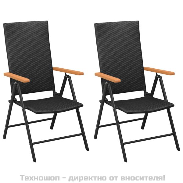 Градински трапезен комплект, 3 части, черно и кафяво