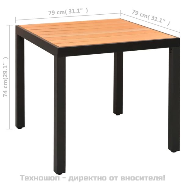 Градински трапезен комплект, 5 части, черно и кафяво