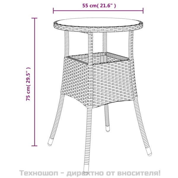 Градински бистро комплект с възглавници 3 части черен полиратан