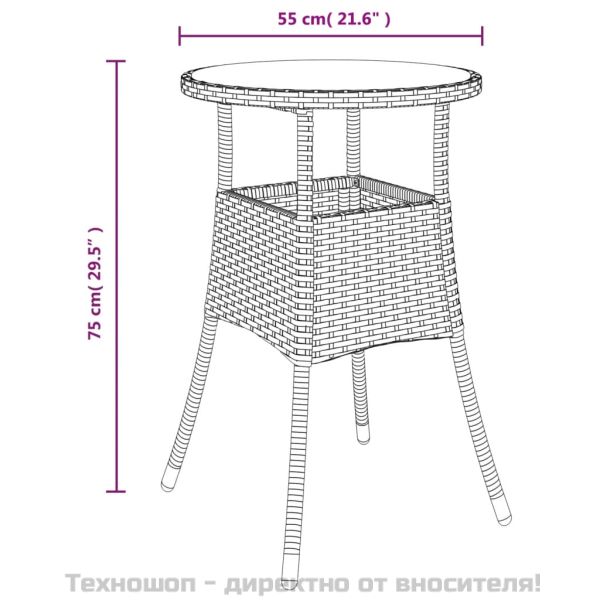 Градински бистро комплект с възглавници 5 части черен полиратан