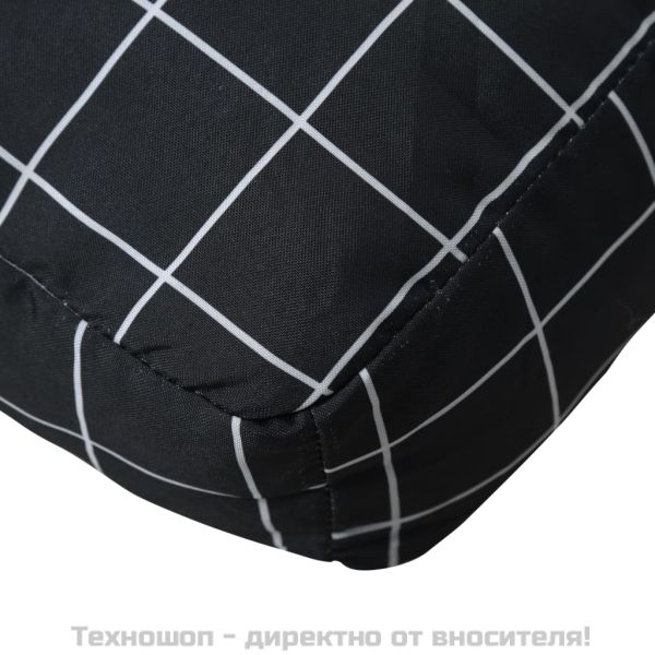 Палетни възглавници, 3 бр, черни каре, плат Оксфорд