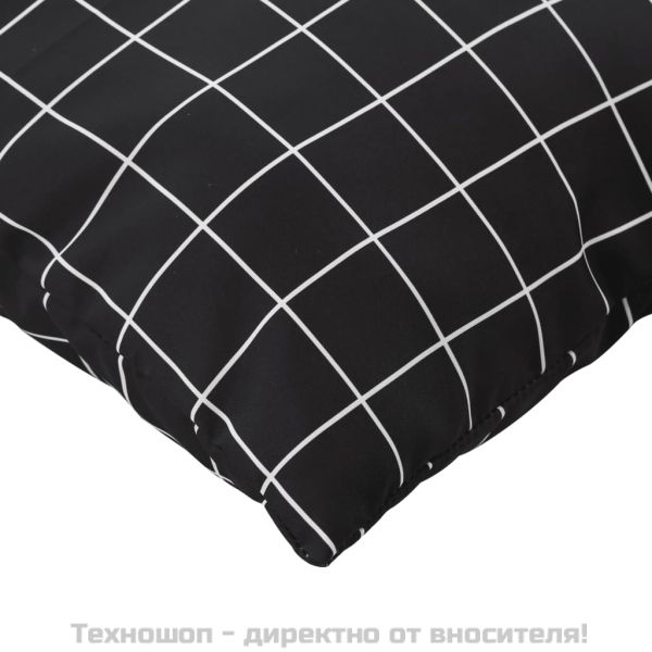 Палетни възглавници, 3 бр, черни каре, плат Оксфорд