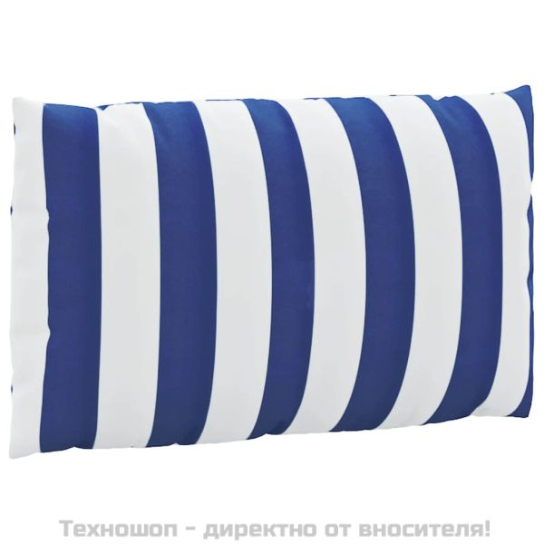 Палетни възглавници 3 бр синьо-бели ивици плат Оксфорд