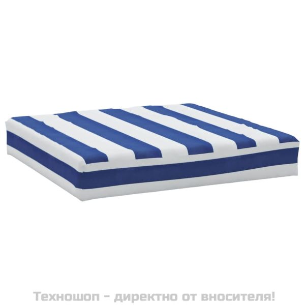 Палетни възглавници 3 бр синьо-бели ивици плат Оксфорд