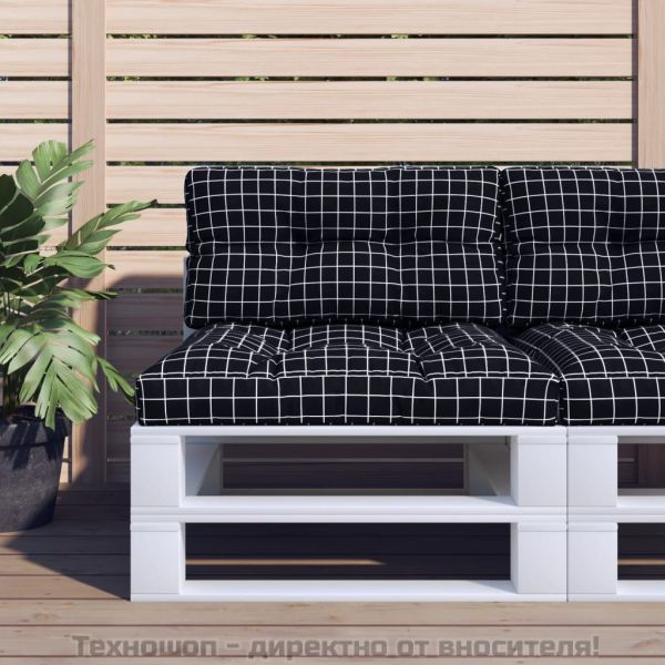 Палетна възглавница, черно каре, 80x40x12 см, текстил