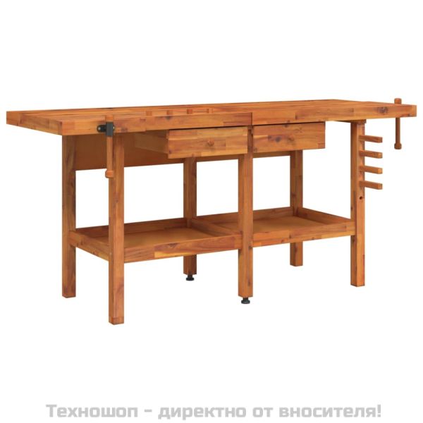 Работна маса с чекмеджета и менгемета 192x62x83 см акация масив