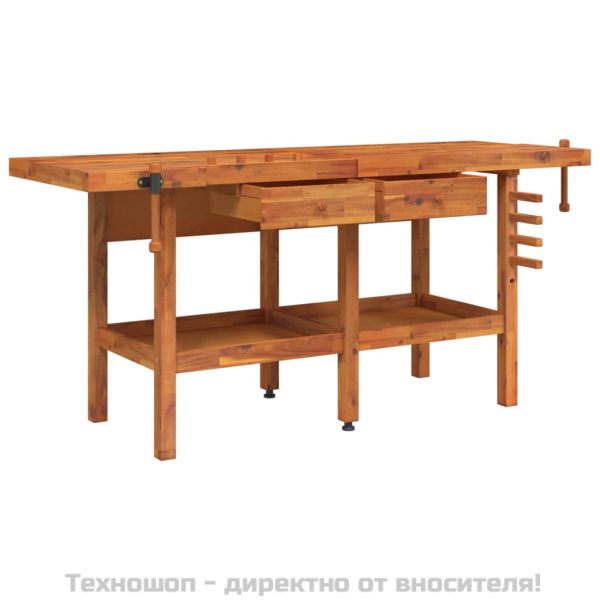 Работна маса с чекмеджета и менгемета 192x62x83 см акация масив