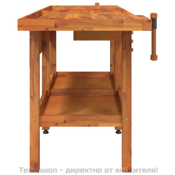 Работна маса с чекмеджета и менгемета 192x62x83 см акация масив