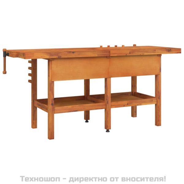 Работна маса с чекмеджета и менгемета 192x62x83 см акация масив