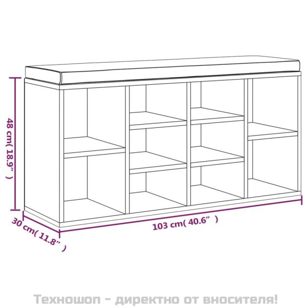 Пейка за обувки, бял гланц, 103x30x48 см, инженерно дърво