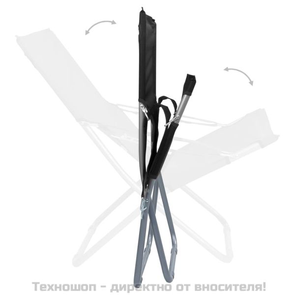 Сгъваеми плажни столове, 2 бр, текстил, черни