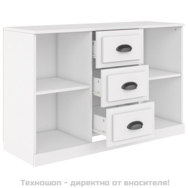 Сайдборд, бял, 104,5x35,5x67,5 см, инженерно дърво