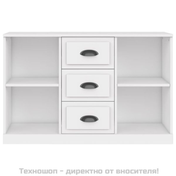 Сайдборд, бял, 104,5x35,5x67,5 см, инженерно дърво