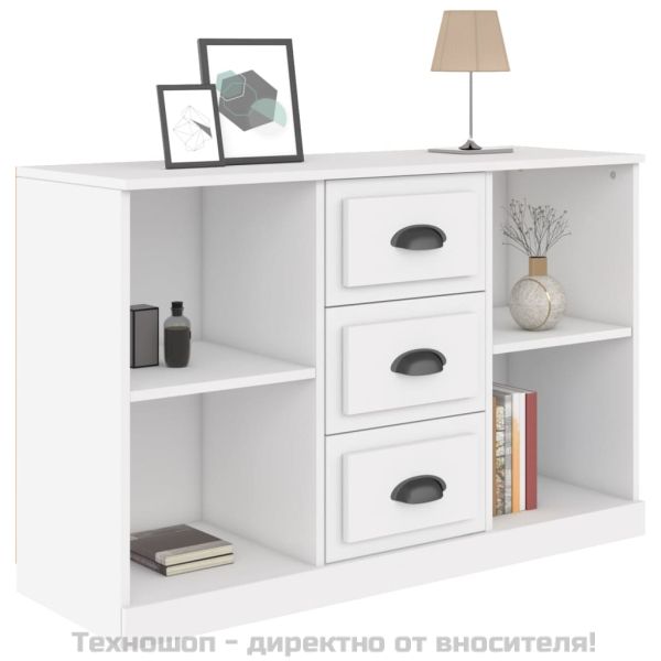 Сайдборд, бял, 104,5x35,5x67,5 см, инженерно дърво