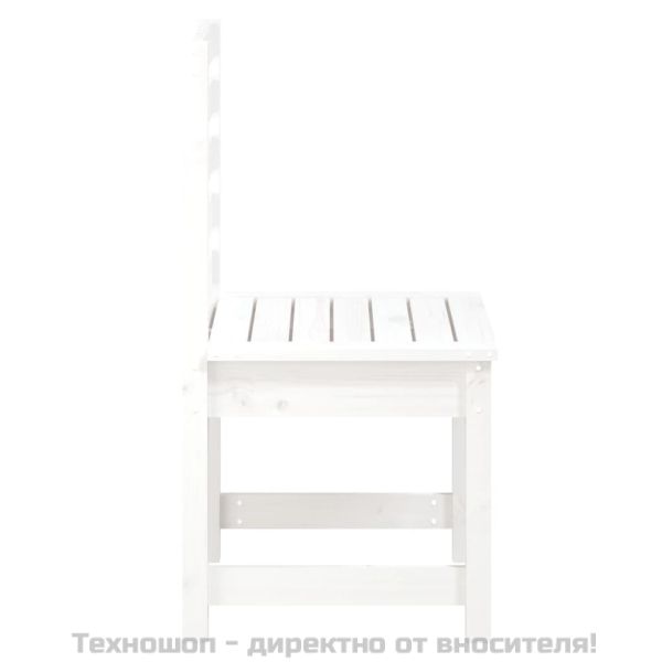 Градински столове 2 бр бели 50x48x91,5 см борово дърво масив