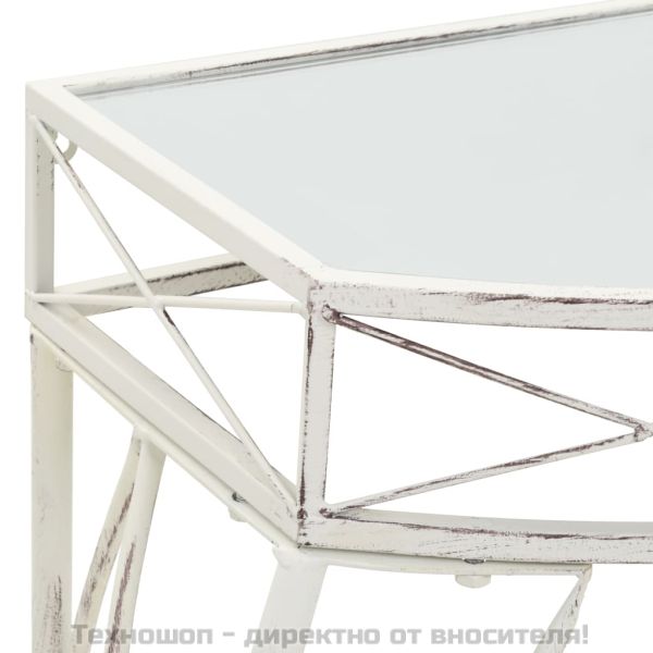 Странична маса, френски стил, метал, 82x39x76 см, бяла