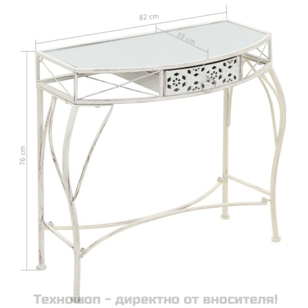 Странична маса, френски стил, метал, 82x39x76 см, бяла