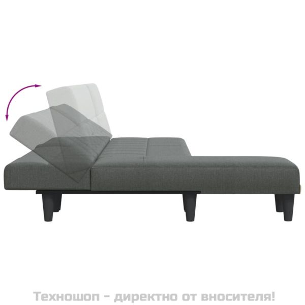 Г-образно разтегателно канапе тъмносиво 255x140x70 см плат