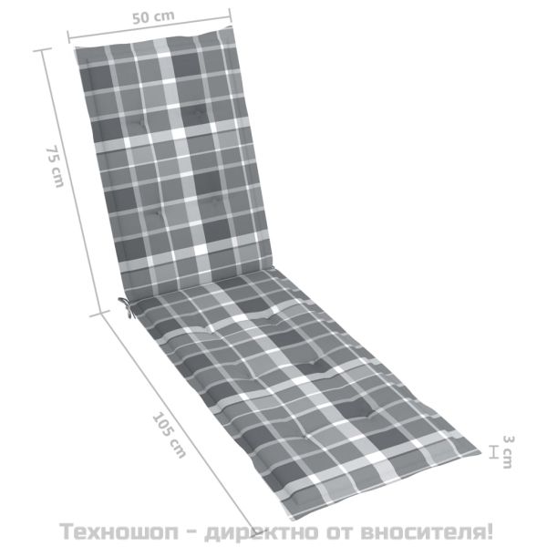 Градински шезлонг подложка за крака и възглавница акация масив