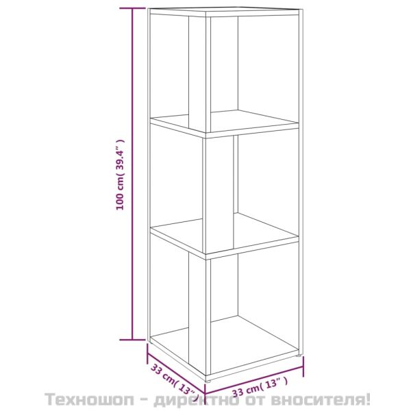 Ъглов шкаф, опушен дъб, 33x33x100 см, инженерно дърво
