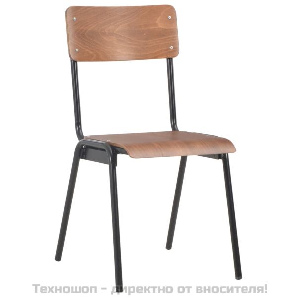 Трапезни столове, 4 бр, кафяви, масивен шперплат, стомана