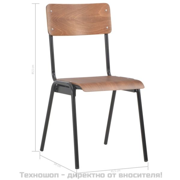Трапезни столове, 4 бр, кафяви, масивен шперплат, стомана